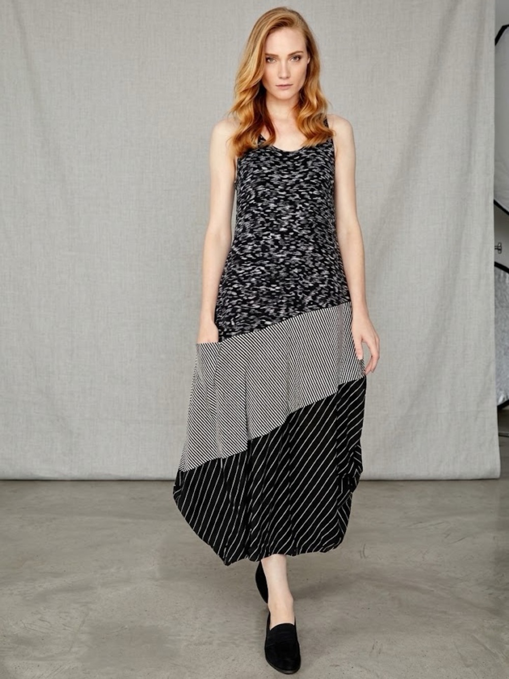 ALEMBIKA Mixed Print Sleeveless Tank Midi Cocoon Dress Size 4 (US 12-14)